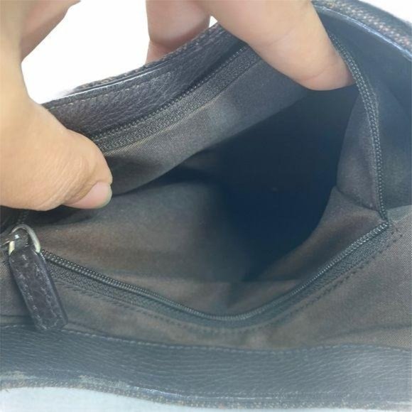 Authentic Gucci Shoulder Bag Brown Canvas Used GG Vintage Handbag - Picture 10 of 13